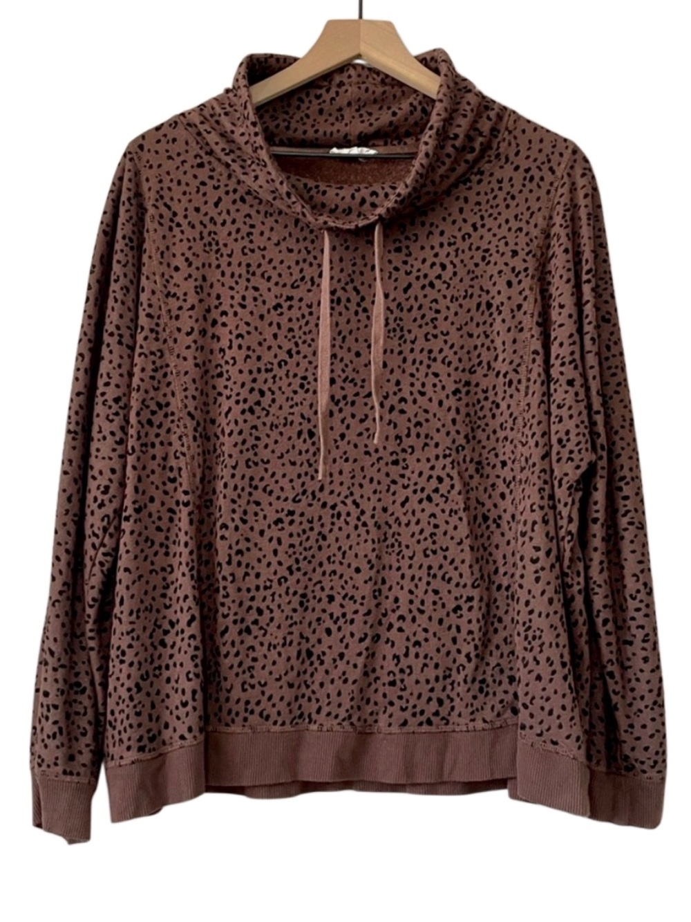 Jane and Delancey Cowl Neck Animal Print Sweatshirt XL